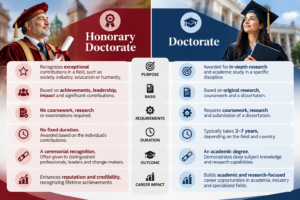 Comparison of honorary doctorate and earned doctorate